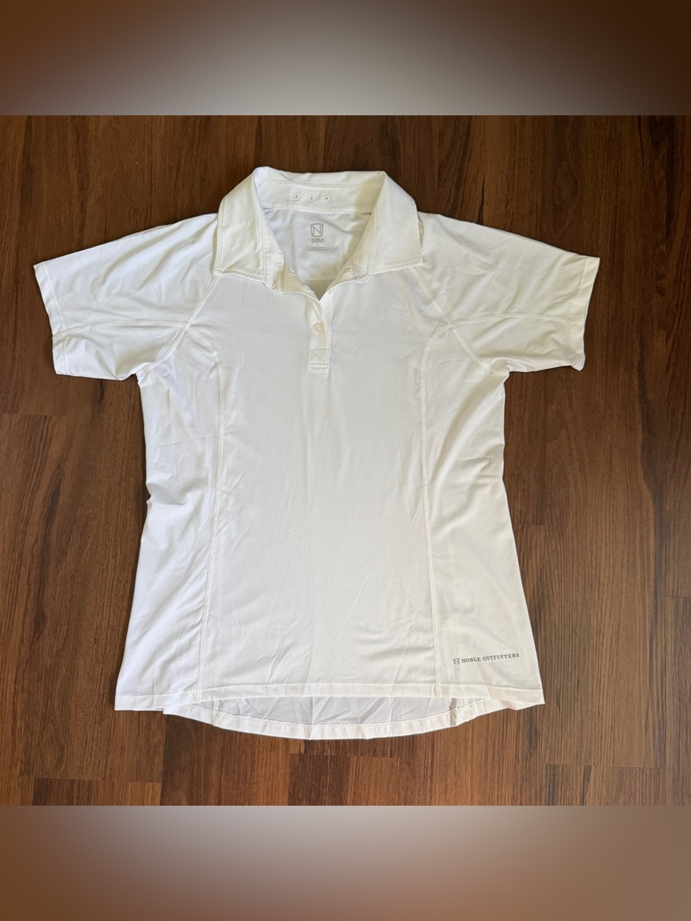 Women’s Large White Noble Outfitters Short Sleeve Horseback Riding Polo Sunshirt